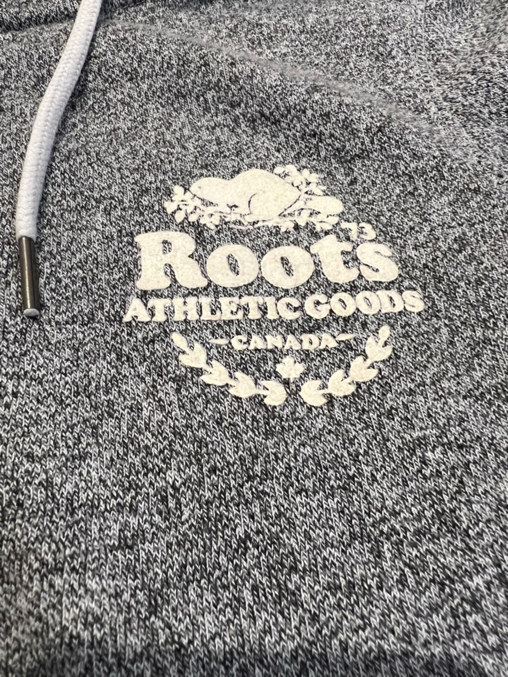 Roots Heather Gray Full-Zip Hoodie with White Logo - Picture 2 of 4